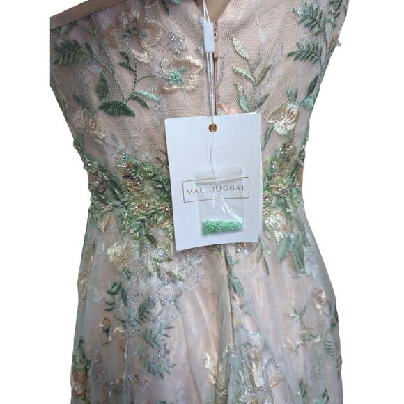 Mac Duggal Floral Embroidered Gown Size 4 NWT Beaded Mesh Formal Dress 79329 - Picture 9 of 11